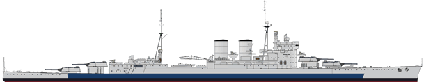 Hypothetical drawing of Hood after her proposed 1942 refit- most likely scenario