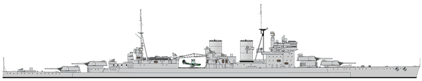 Hypothetical drawing of Hood after her proposed 1942 refit- least likely scenario