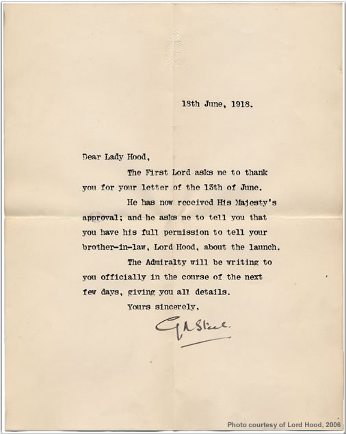 13 June 1918 letter to Lady Hood