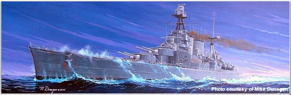 Box art for the Trumpeter 1/350 scale HMS Hood, courtesy of the artist, Mike Donegan, 2006