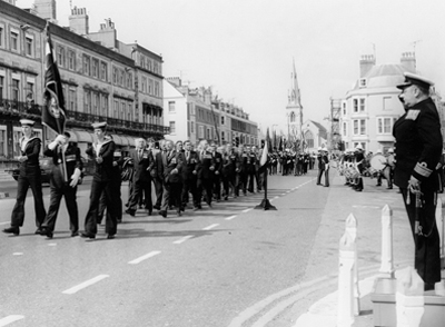 The first parade of the H.M.S Hood Association Standard, 1977