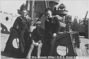 Sailors on H.M.S. Hood's Shelter Deck, 1940 or 1941