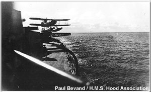 H.M.S. Hood's Fairey IIIF seaplan launching