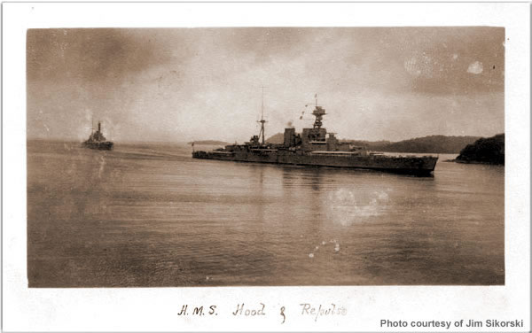 H.M.S. Hood and Repulse at Ceylon