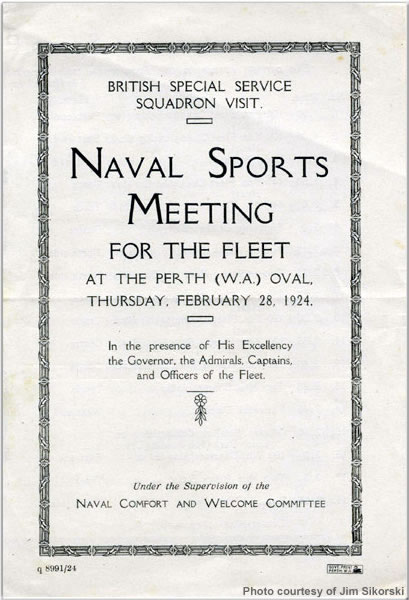 Naval Sports Meeting memento from Perth, Feb 1924