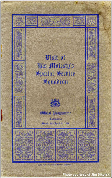 Official programme for the visit to Hobart, Tasmania, March-Apr 1924