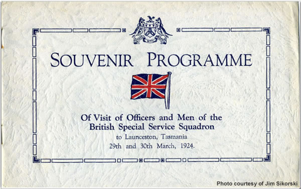 Souvenir programme for the visit to Launceston, Tasmania, March 1924