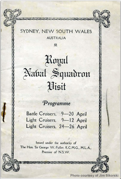 Visit programme from Sydney, Australia, April 1924