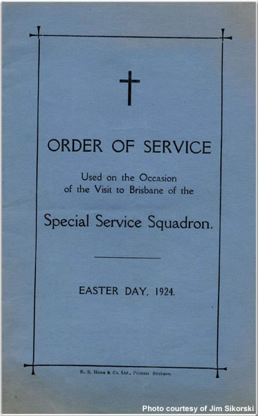 Easter 1924 service for Special Service Squadron visit to Brisbane, Australia