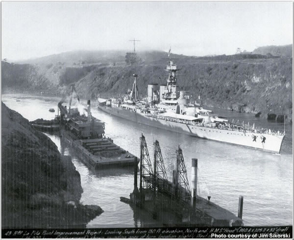 H.M.S. Hood in the Panama Canal, July 1924