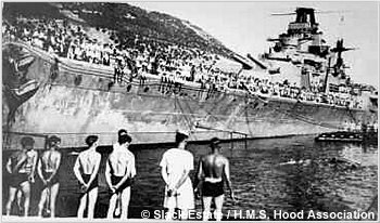 Swim meet alongside H.M.S. Hood at Gibraltar, mid 1940