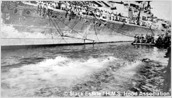 Swim meet alongside H.M.S. Hood at Gibraltar, mid 1940
