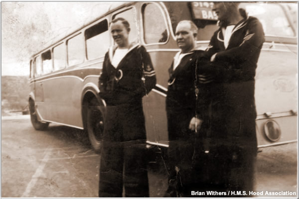 Ernie Withers and shipmates during a coach trip